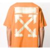 Off-White herre-T-skjorte med bronsefarget pil, gummibånd og lapp, kort erme