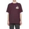 Off-White herre-T-skjorte med bronsepil, gummistrikk og lapp, kort erme, lilla