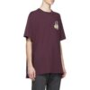 Off-White herre-T-skjorte med bronsepil, gummistrikk og lapp, kort erme, lilla