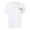 Off-White Herre-T-skjorte med bryststripe, lomme, rund hals og korte shorts