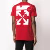 Off-White herre-T-skjorte med «Cut Here»-trykk i rødt