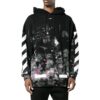 Off-White Herre-T-skjorte med diagonale striper, løs passform, bomull, svart