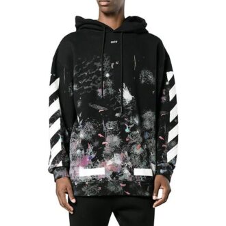Off-White Herre-T-skjorte med diagonale striper, løs passform, bomull, svart Off-White Herre-T-skjorte med diagonale striper, løs passform, bomull, svart