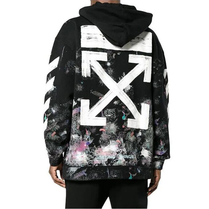Off-White Herre-T-skjorte med diagonale striper, løs passform, bomull, svart