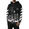 Off-White Herre-T-skjorte med diagonale striper, løs passform, bomull, svart