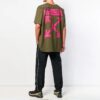 Off-White herre-T-skjorte med graffiti-pilemønster, korte ermer og løs passform i militærgrønn