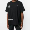 Off-White herre-T-skjorte med graffiti-pilemønster, korte ermer og løs passform, svart