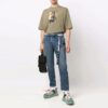 Off-White Herre-T-skjorte med karaktertrykk, rund hals, korte ermer og løs passform, grønn T-skjorte