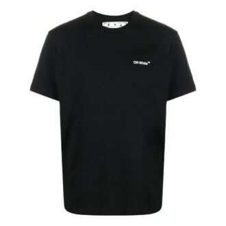Off-White herre-T-skjorte med kort erme, kjedepil-logo og uformell stil i svart