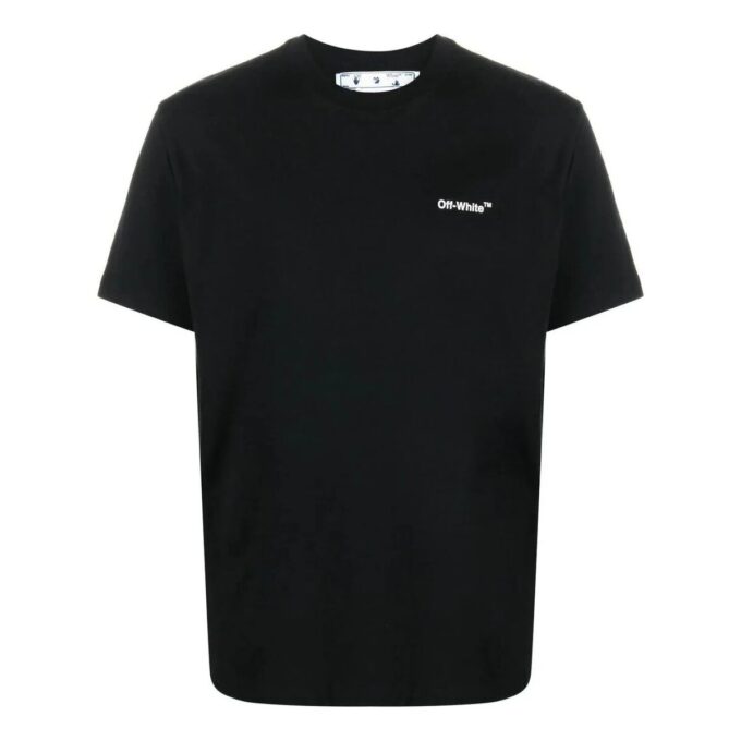 Off-White herre-T-skjorte med kort erme, kjedepil-logo og uformell stil i svart