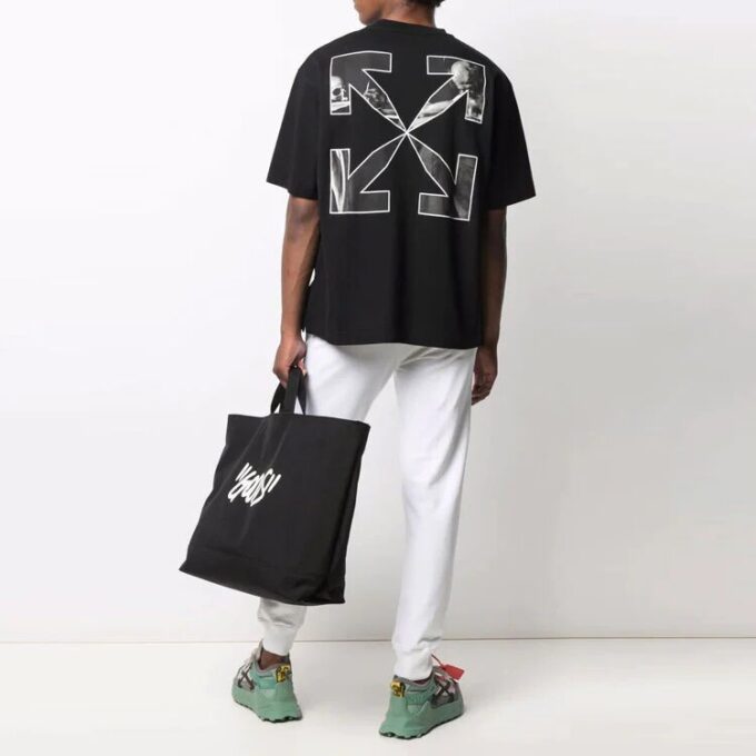 Off-White Herre-T-skjorte med kort erme, sort, med pilmønster
