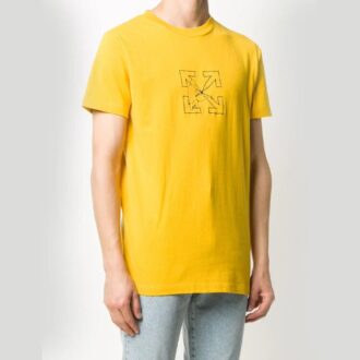 Off-White herre-T-skjorte med logo, gul