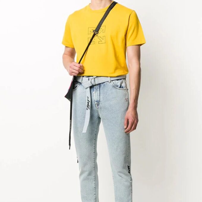 Off-White herre-T-skjorte med logo, gul