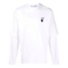 Off-White Herre T-skjorte med logo-mønster, rund hals og lange ermer, hvit