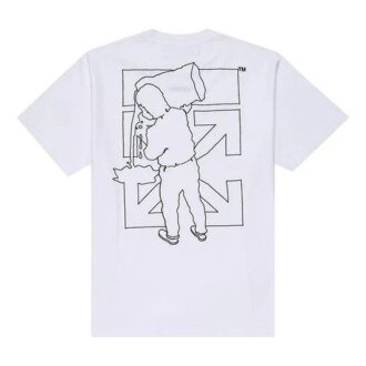 Off-White herre-T-skjorte med logo-mønstertrykk i hvitt