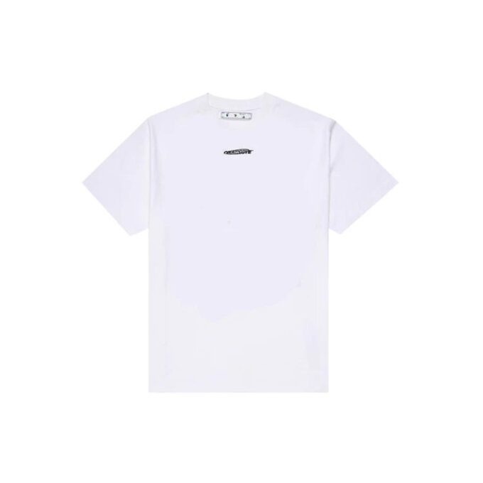 Off-White herre-T-skjorte med logo-mønstertrykk i hvitt