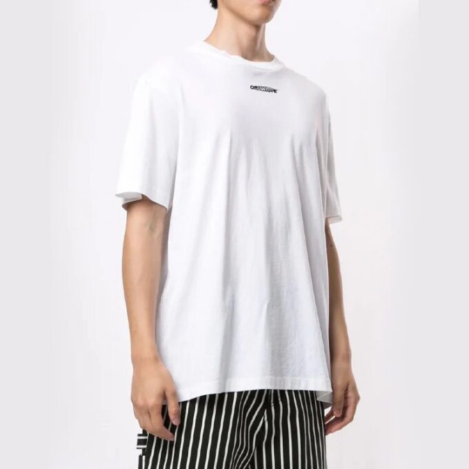 Off-White herre-T-skjorte med logo-mønstertrykk i hvitt