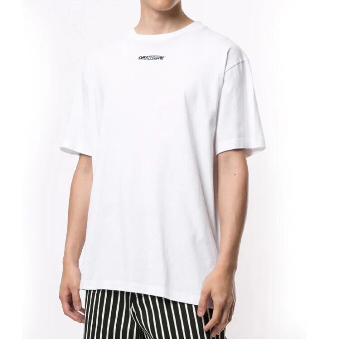 Off-White herre-T-skjorte med logo-mønstertrykk i hvitt