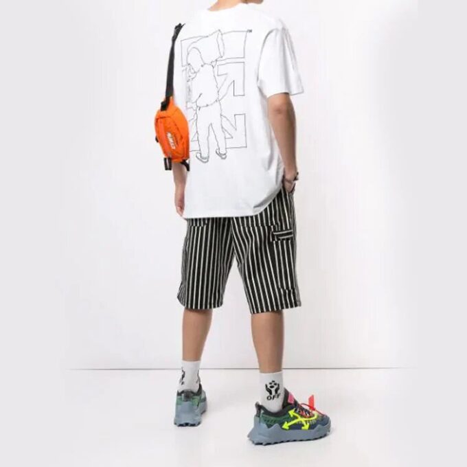 Off-White herre-T-skjorte med logo-mønstertrykk i hvitt
