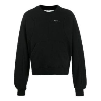 Off-White Herre-T-skjorte med logo og alfabetmønster, rund hals, løs passform, svart