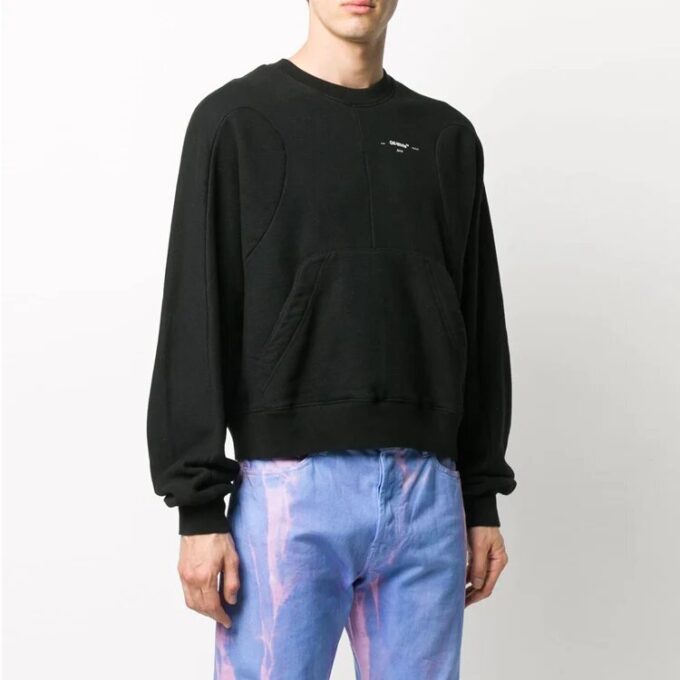 Off-White Herre-T-skjorte med logo og alfabetmønster, rund hals, løs passform, svart