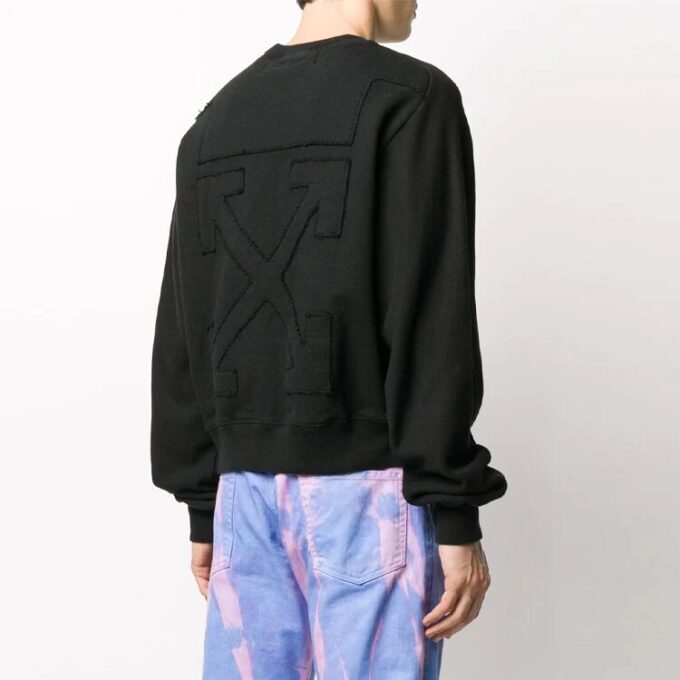 Off-White Herre-T-skjorte med logo og alfabetmønster, rund hals, løs passform, svart