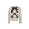 Off-White Herre-T-skjorte med logo og pil-trykk, rund hals og lange ermer, khaki