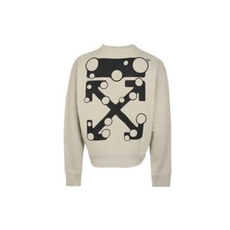 Off-White Herre-T-skjorte med logo og pil-trykk, rund hals og lange ermer, khaki