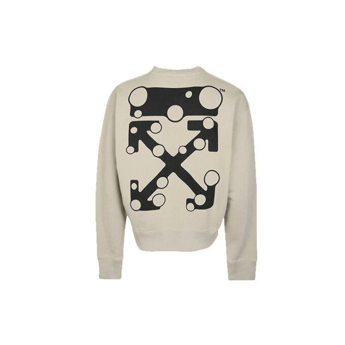 Off-White Herre-T-skjorte med logo og pil-trykk, rund hals og lange ermer, khaki