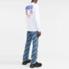 Off-White Herre-T-skjorte med logo og pilemønster, langermet, hvit