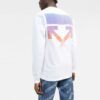 Off-White Herre-T-skjorte med logo og pilemønster, langermet, hvit