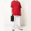 Off-White herre-T-skjorte med logo og tie-dye-mønster i rødt
