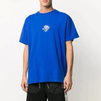 Off-White herre-T-skjorte med logo-trykk i blått