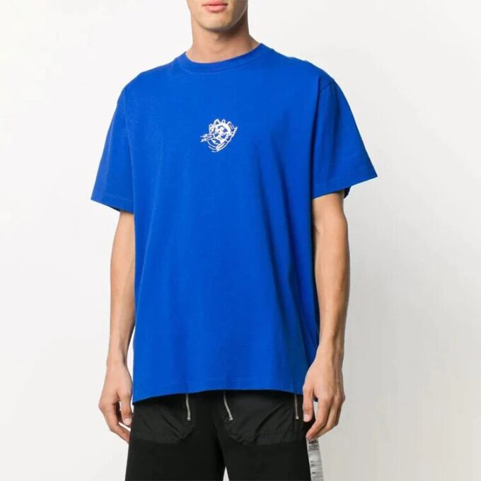 Off-White herre-T-skjorte med logo-trykk i blått