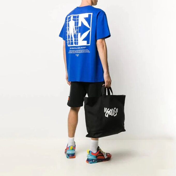 Off-White herre-T-skjorte med logo-trykk i blått