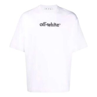 Off-White Herre-T-skjorte med logo-trykk, kort erme og løs passform