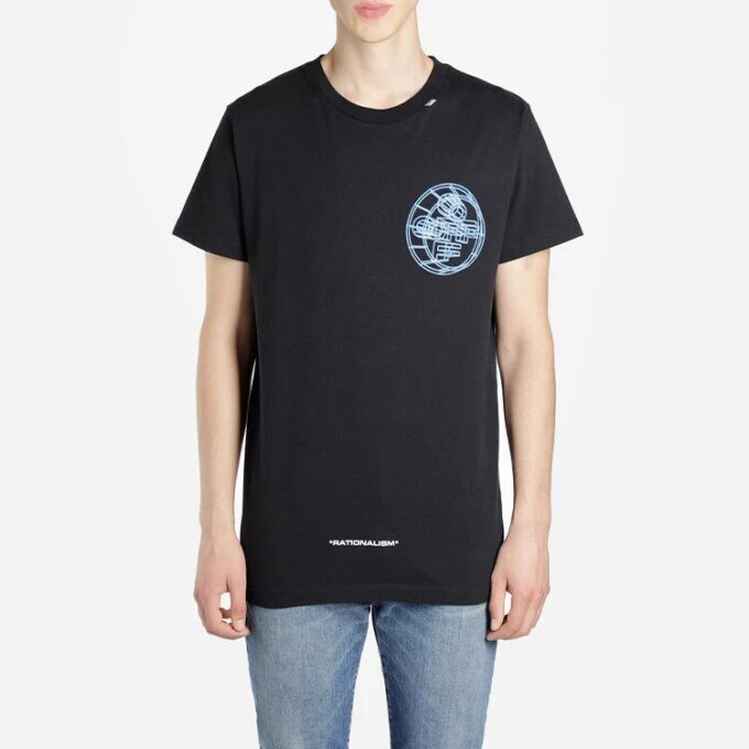Off-White Herre-T-skjorte med logo-trykk, korte ermer, svart Short