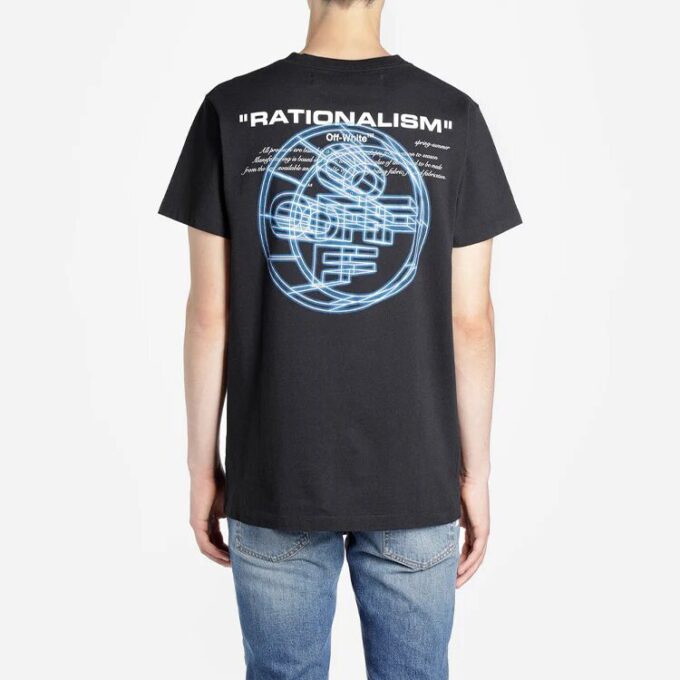 Off-White Herre-T-skjorte med logo-trykk, korte ermer, svart Short
