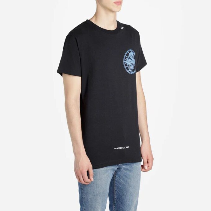 Off-White Herre-T-skjorte med logo-trykk, korte ermer, svart Short