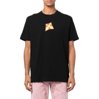 Off-White Herre-T-skjorte med logo-trykk, rund hals og korte Shorts