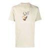 Off-White Herre-T-skjorte med logo-trykk, rund hals og korte Shorts, lysebrun
