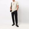 Off-White Herre-T-skjorte med logo-trykk, rund hals og korte Shorts, lysebrun
