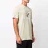 Off-White Herre-T-skjorte med logo-trykk, rund hals og korte Shorts, lysebrun
