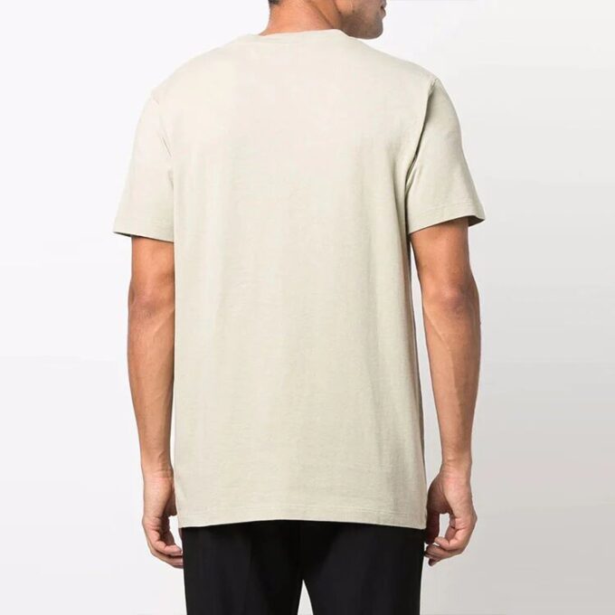 Off-White Herre-T-skjorte med logo-trykk, rund hals og korte Shorts, lysebrun