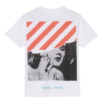 Off-White Herre-T-skjorte med Marilyn Monroe-trykk, shorts, hvit