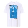 Off-White Herre-T-skjorte med Mona Lisa-pil-trykk, rund hals, kort erme, hvit