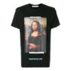 Off-White Herre-T-skjorte med Mona Lisa-trykk og pil på ryggen, kort ermet, svart