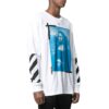Off-White Herre-T-skjorte med Mona Lisa-trykk, rund hals, lange ermer og løs passform, hvit