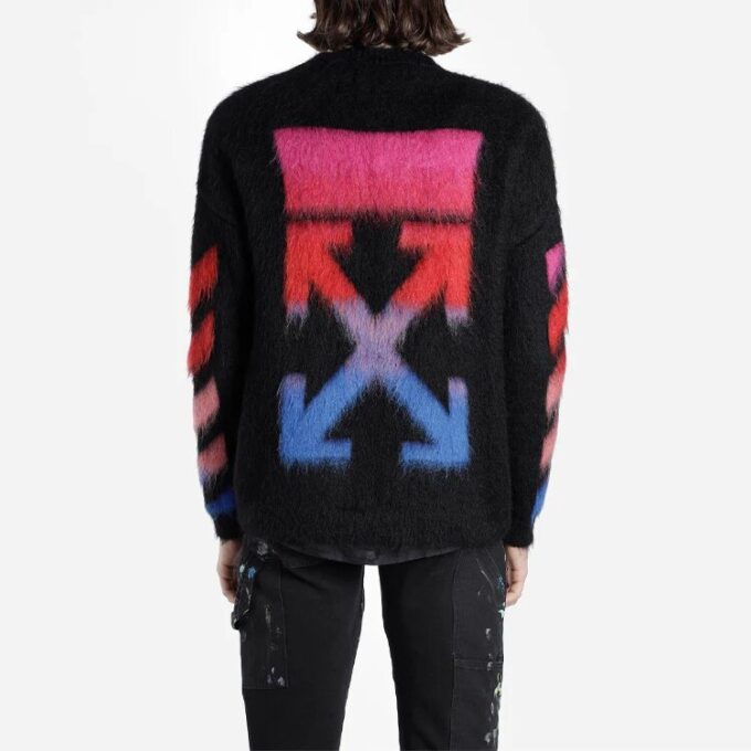 Off-White Herre-T-skjorte med pil på ryggen, løs passform, svart