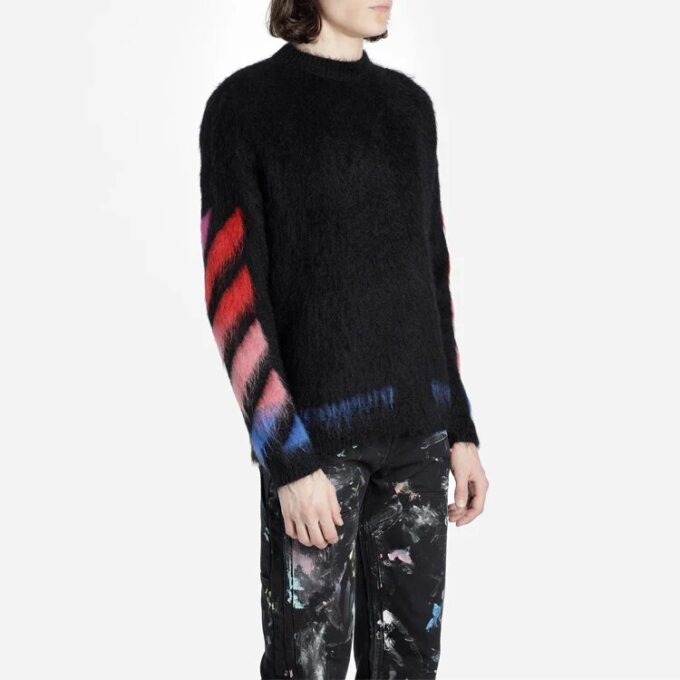 Off-White Herre-T-skjorte med pil på ryggen, løs passform, svart